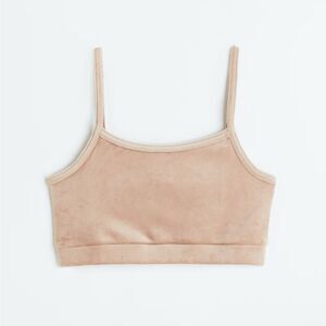 H&M Soft Velour Crop Top Beige Size M